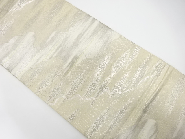 JAPANESE KIMONO / ANTIQUE FUKURO OBI / SILK / WOVEN CLOUDS & MIST & CLASSICAL PATTERN